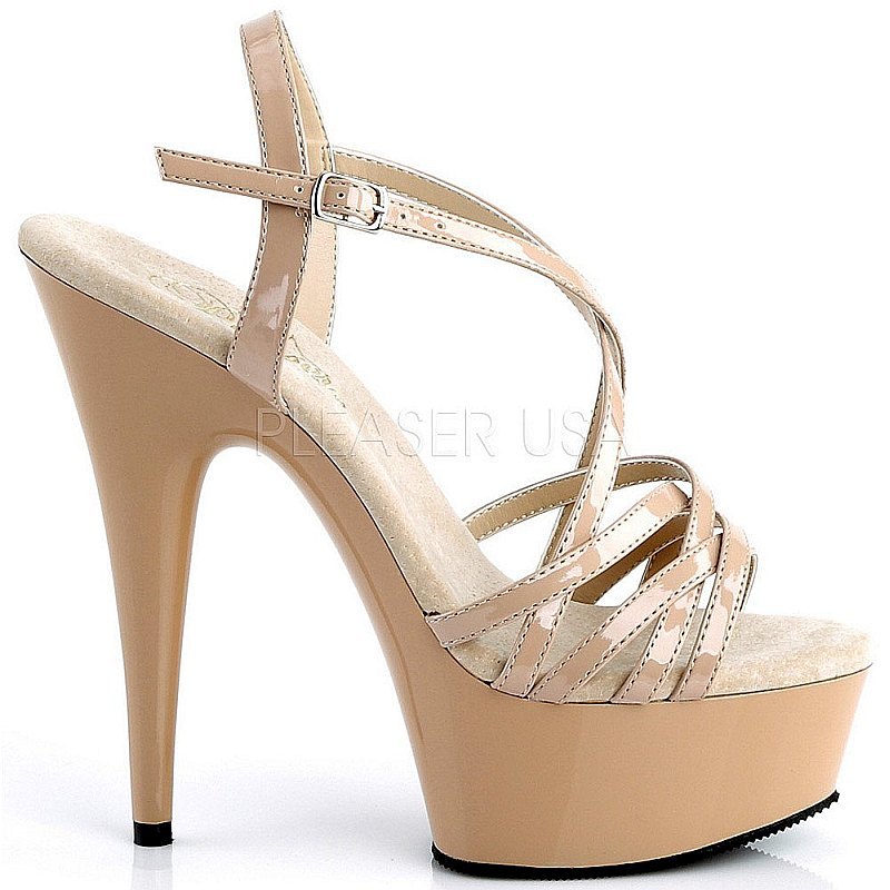 Pleaser DELIGHT-613 beige plateau sandalen met hak maat 37 - 38