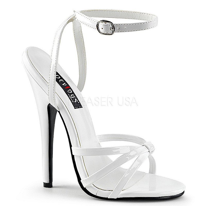 Pleaser DOMINA-108 witte sandalen met naaldhak maat 35 - 36